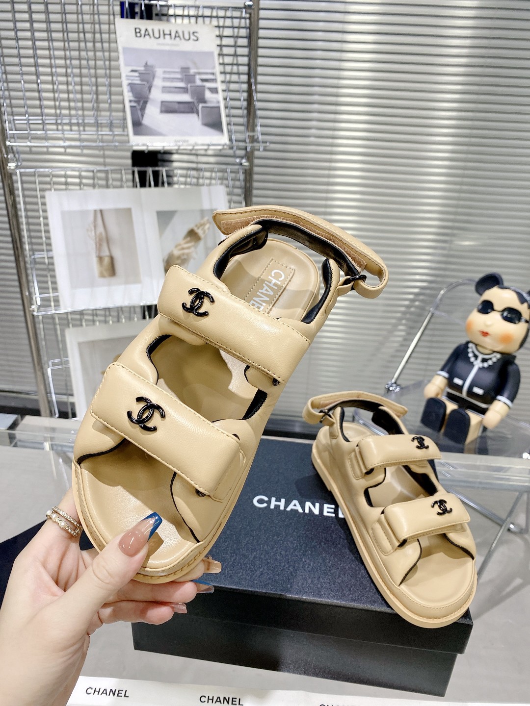 Chanel Women’s Sandals With Chanel Logo Beige For Women - Image 4