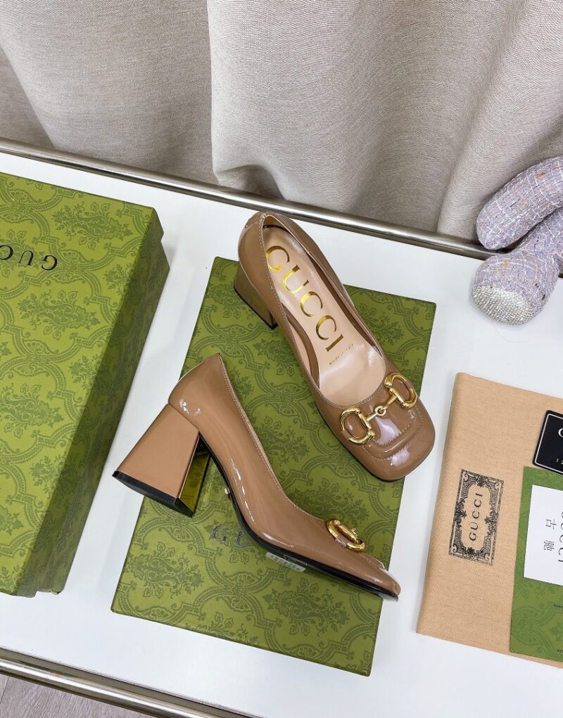 Gucci Women’s Mid-Heel Ballet With Horsebit Jade Brown For Women GG - Image 4