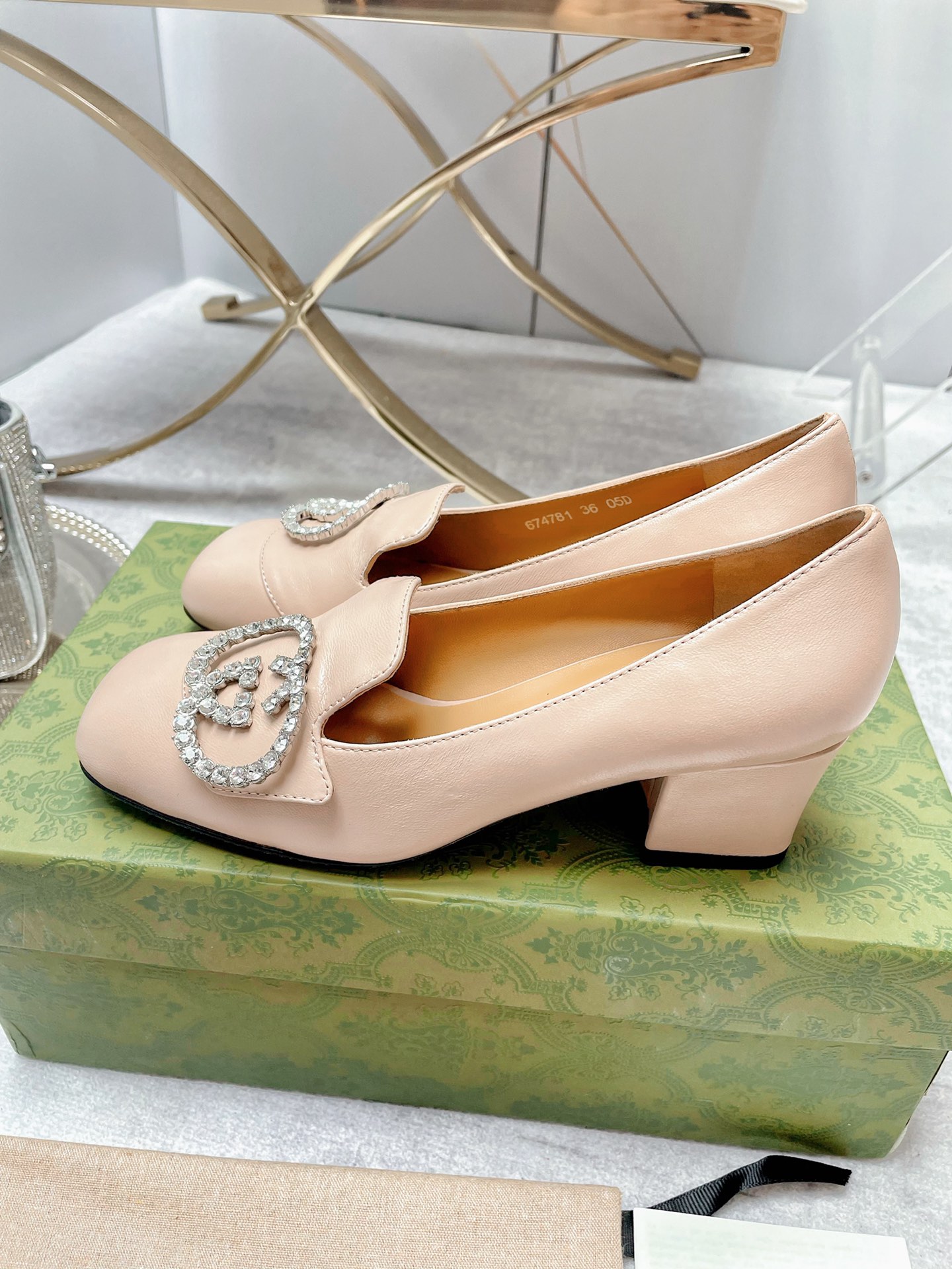 Gucci Women’s Mid-Heel Pump With GG Logo Beige For Women GG - Image 3