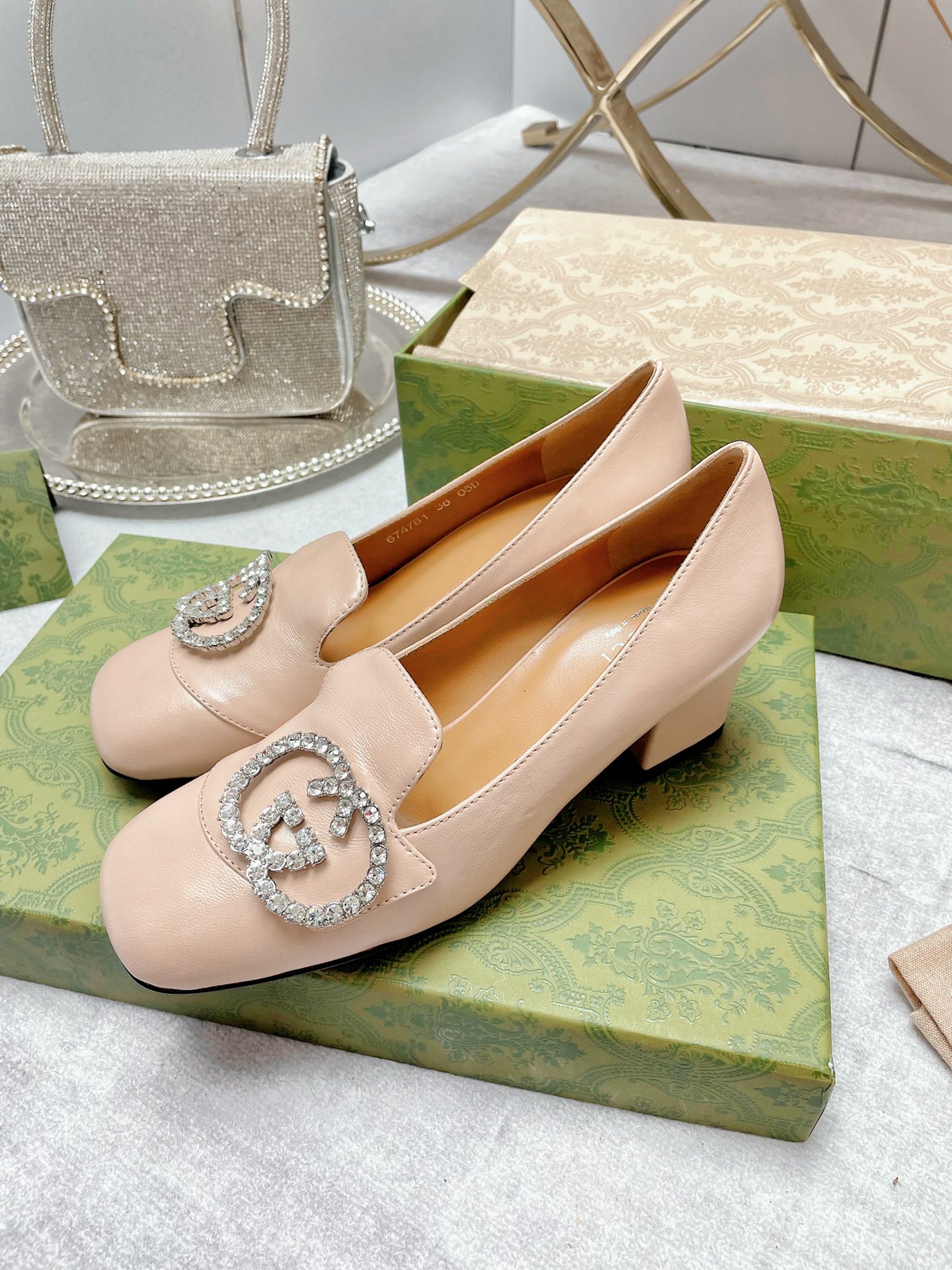 Gucci Women’s Mid-Heel Pump With GG Logo Beige For Women GG - Image 2