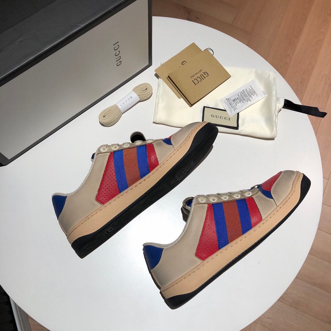 Gucci Women’s Screener Low-Top White Red Blue For Women 546163 - Image 4