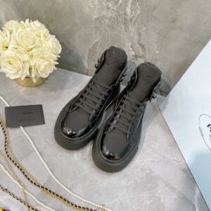 Prada Macro Re-Nylon And Brushed High-Top Sneakers Black For Women 1.8in/45mm PRD 1T642M_3LF5_F0632_F_B045