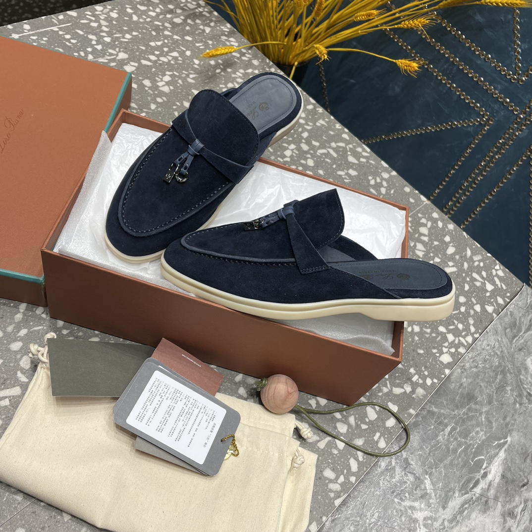 Loro Piana Babouche Charms Walk Loafers Argo Blue Melange For Women – FAI1543 W948 - Image 11