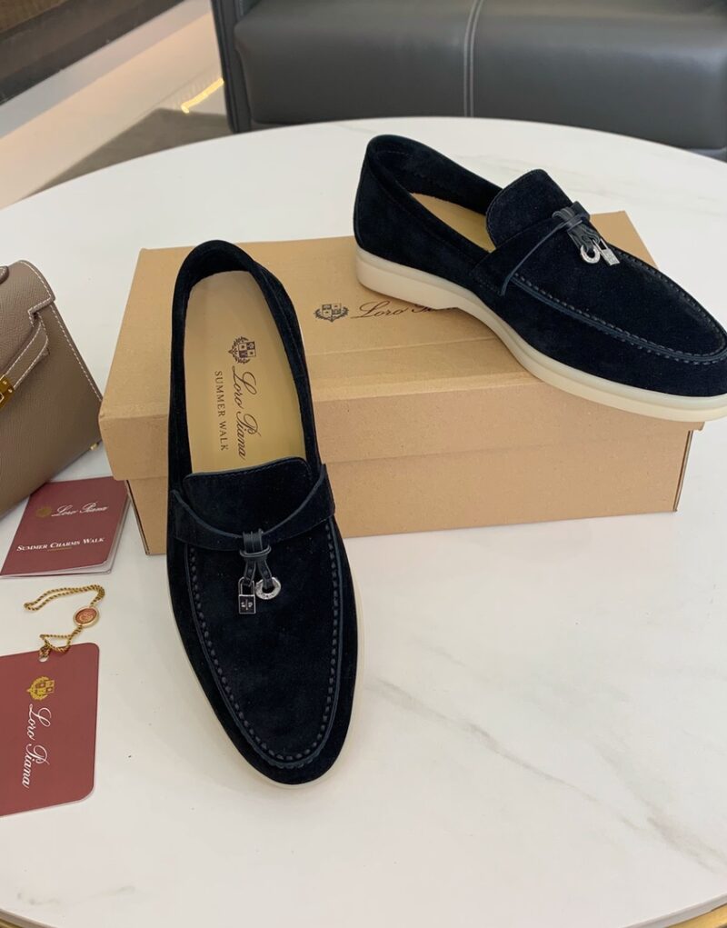 Loro Piana Summer Charms Walk Loafers Argo Blue Melange For Women – FAE5444 W948 - Image 2