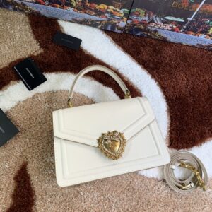 TRUE TO ORIGINAL – Dolce & Gabbana Medium Devotion Bag White For Women 9.4in/24cm DG “