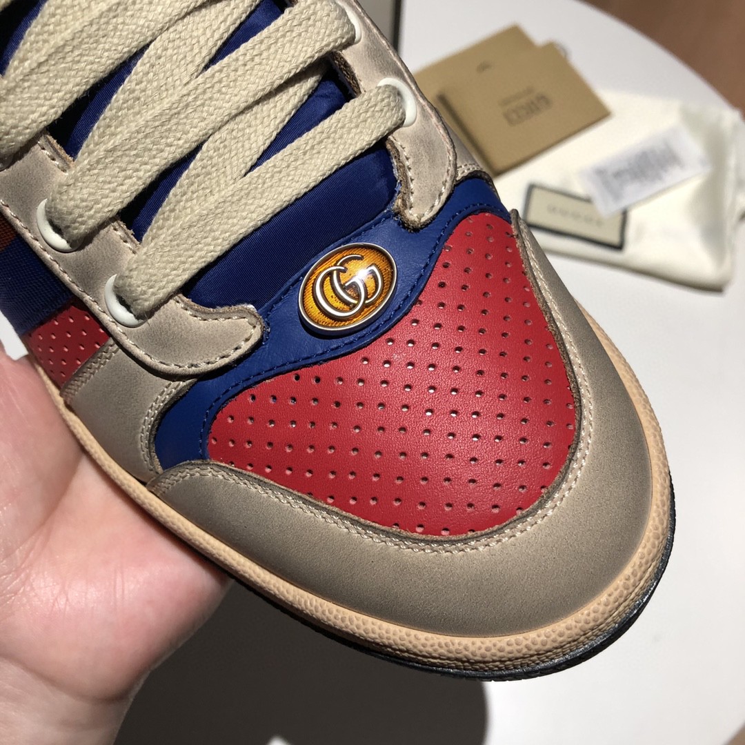 Gucci Women’s Screener Low-Top White Red Blue For Women 546163 - Image 2