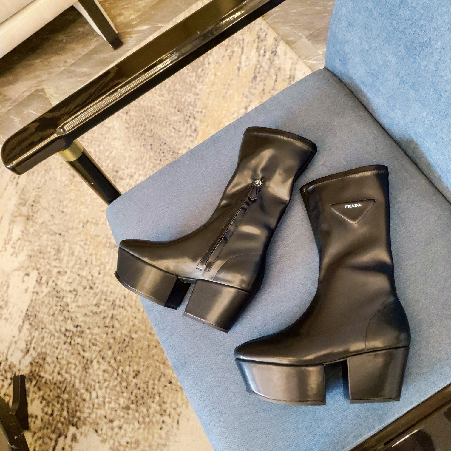 Prada Zipper Ankle Boots Black For Women PRD - Image 9