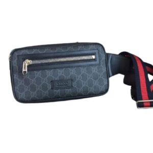 Gucci GG Black Belt Bag Black/Grey Soft GG Supreme Crafted For Men 9in/24cm GG 474293 K9RRN 1095