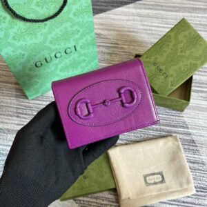 Gucci GG Horsebit 1955 Card Case Wallet Dark Blue For Women
