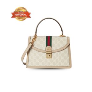 [True-to-ORIGINAL] Gucci Ophidia Small Top Handle Bag Beige For Women 25cm/9.8in