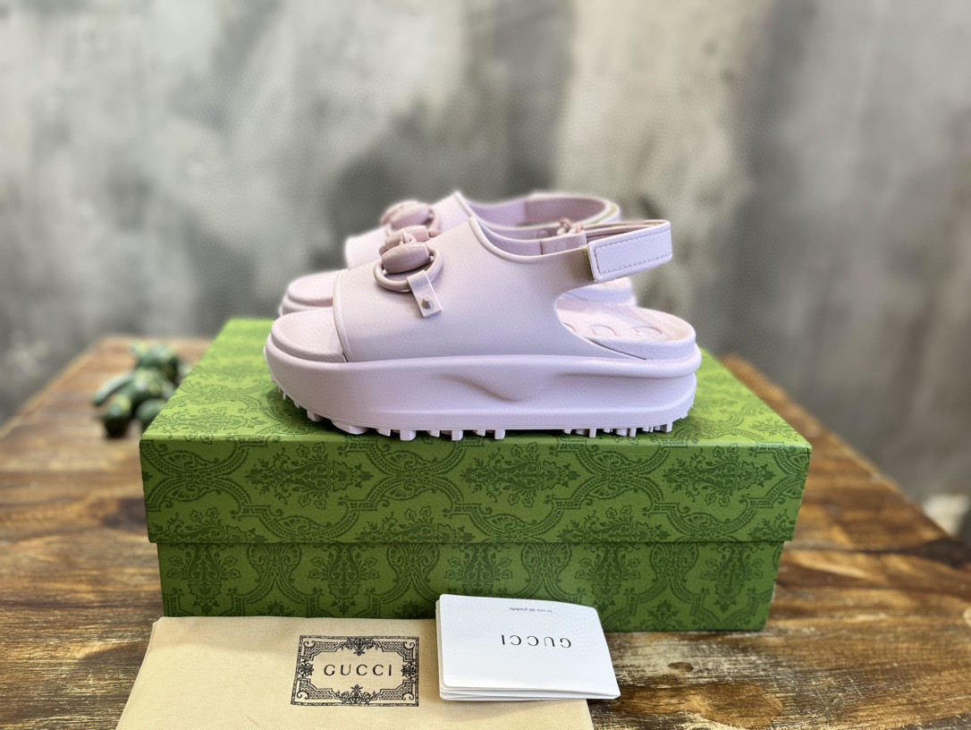 Gucci Horsebit Flatform Sandal Purple For Women 742435 JAAC9 6816 - Image 2