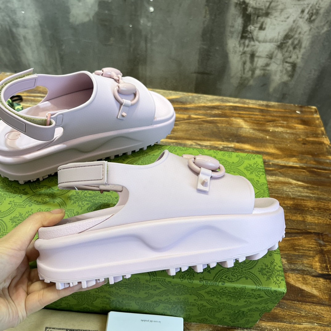 Gucci Horsebit Flatform Sandal Purple For Women 742435 JAAC9 6816 - Image 4