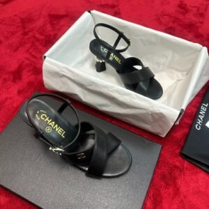 Chanel Sandals Black For Women size 39EU- 8US