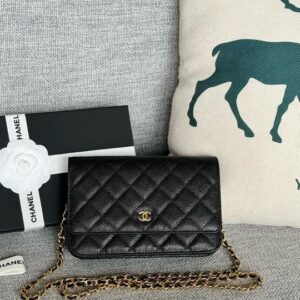 Chanel Caviar Woc Classic Wallet On Chain Black Shoulder Bag Black – 19cm x 12cm x 4cm