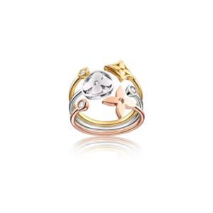 Louis Vuitton Idylle Blossom Ring, 3 Golds And Diamonds For Women- Q9F15Z – Size 9 – 2.4 inches – 6.1cm