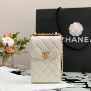 Chanel Phone Holder Lamb White – 18 x 11 x 5 cm