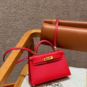 Hermes Mini Kelly Craie For Women Gold-Toned Hardware 7.5in/19cm