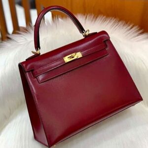Hermes Kelly 32 Box Calf Rouge Lance E Stamped Handbag Red – Gold Hardware