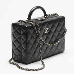 CHANEL BOX BAG | Lambskin & Gold Plated Metal Black | 5.9 × 8.6 × 2.9 in