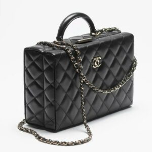 CHANEL BOX BAG | Lambskin & Gold Plated Metal Black | 5.9 × 8.6 × 2.9 in