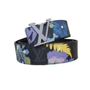 Louis Vuitton Silver Tone Interlocking LV Belt Black For Women – size 85US – 100cm