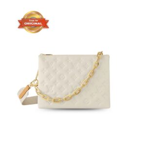 [True-to-ORIGINAL] Louis Vuitton Coussin PM Monogram-Embossed Cream For Women 10.2in/26cm LV