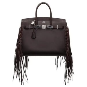 Hermès 30cm Birkin Sellier Anate Fringe Ebene Evergrain Leather Palladium Hardware