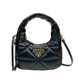 Prada Quilted Nappa Shoulder Bag In Black For Women 8.3in/ 21cm