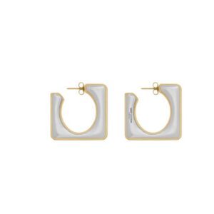 Saint Laurent Split Square Hoop Earrings Palladium And Gold For Women 788138Y15008469
