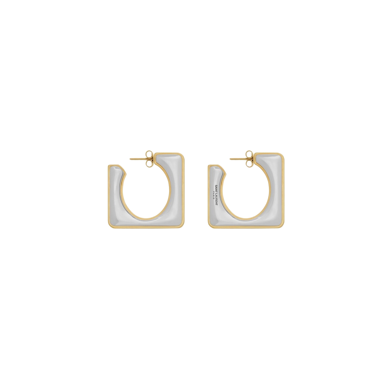 Saint Laurent Split Square Hoop Earrings Palladium And Gold For Women 788138Y15008469 - Image 4