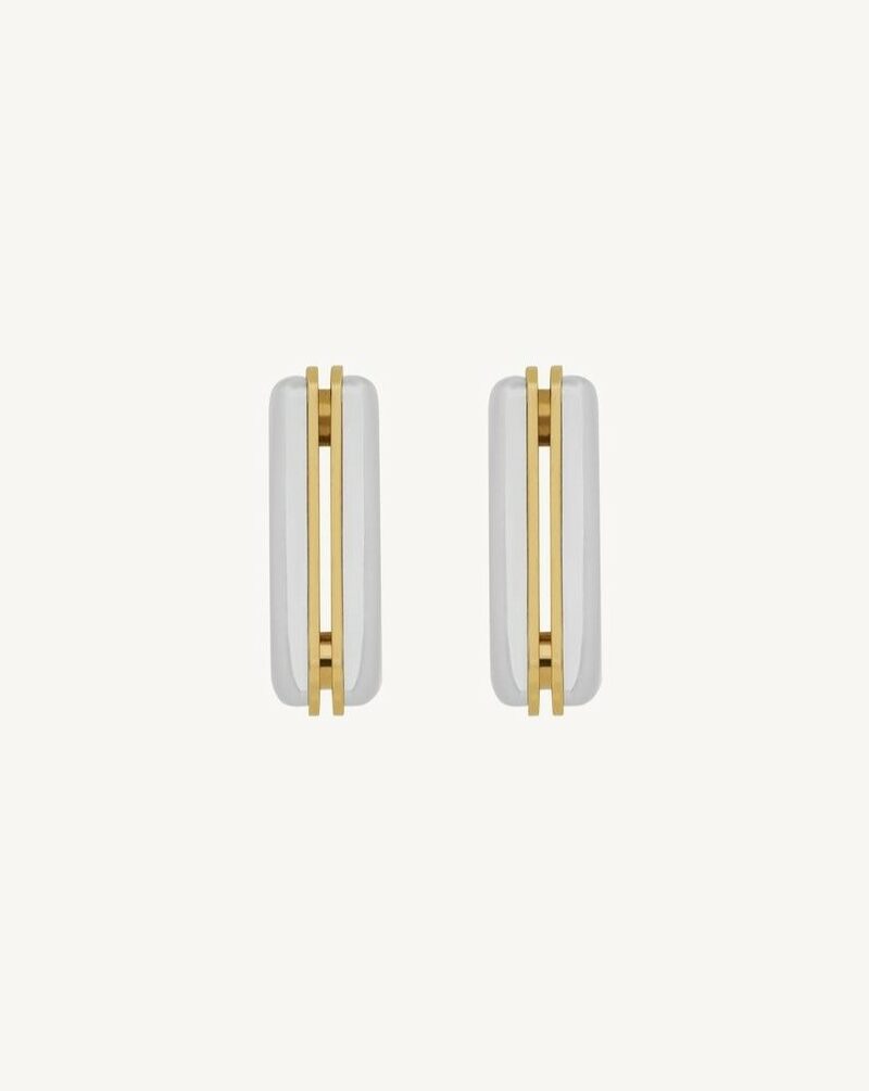 Saint Laurent Split Square Hoop Earrings Palladium And Gold For Women 788138Y15008469 - Image 2