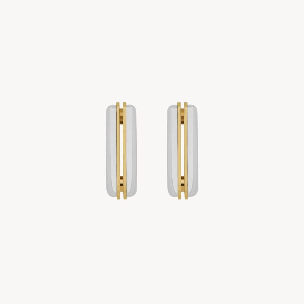Saint Laurent Split Square Hoop Earrings Palladium And Gold For Women 788138Y15008469 - Image 5