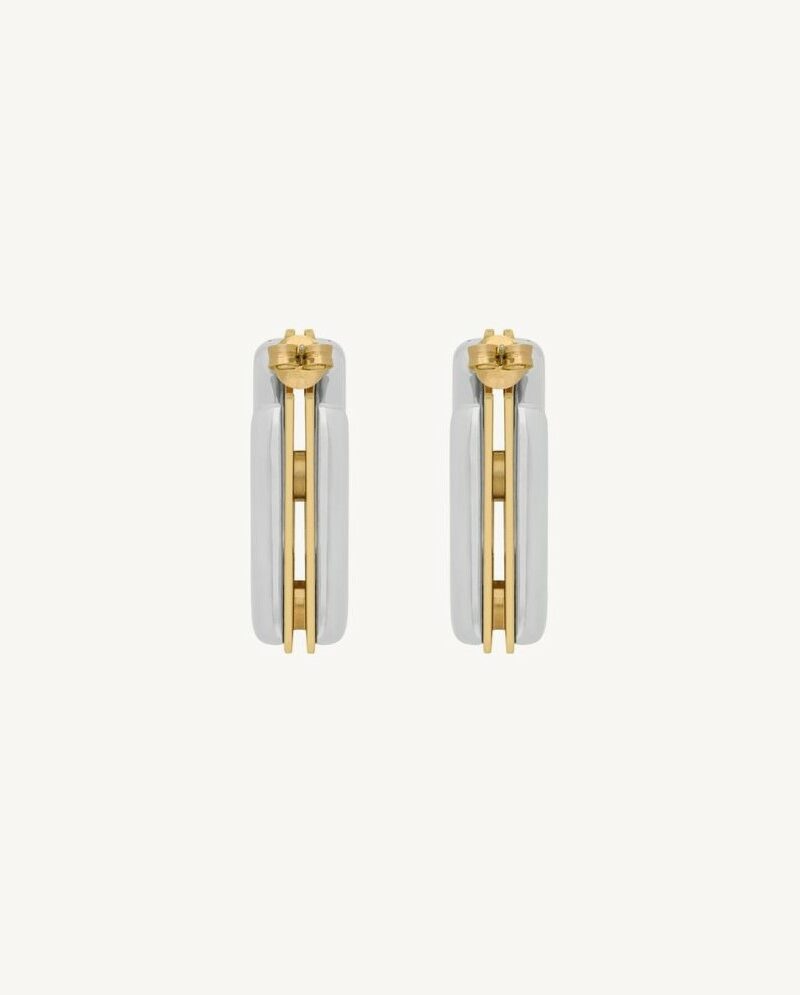 Saint Laurent Split Square Hoop Earrings Palladium And Gold For Women 788138Y15008469 - Image 3