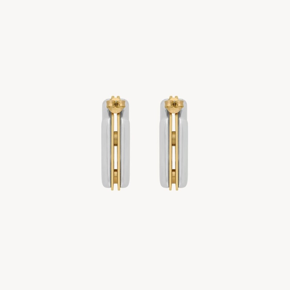 Saint Laurent Split Square Hoop Earrings Palladium And Gold For Women 788138Y15008469 - Image 6