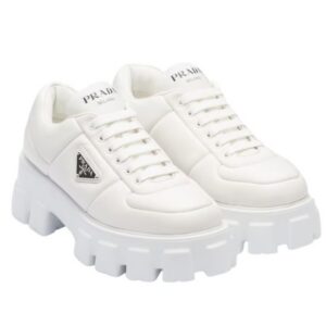 Prada Soft Padded Nappa Lace-Up Shoes White For Women 2.1 in/ 5.5 cm 1E119N_2DL8_F0009_F_055