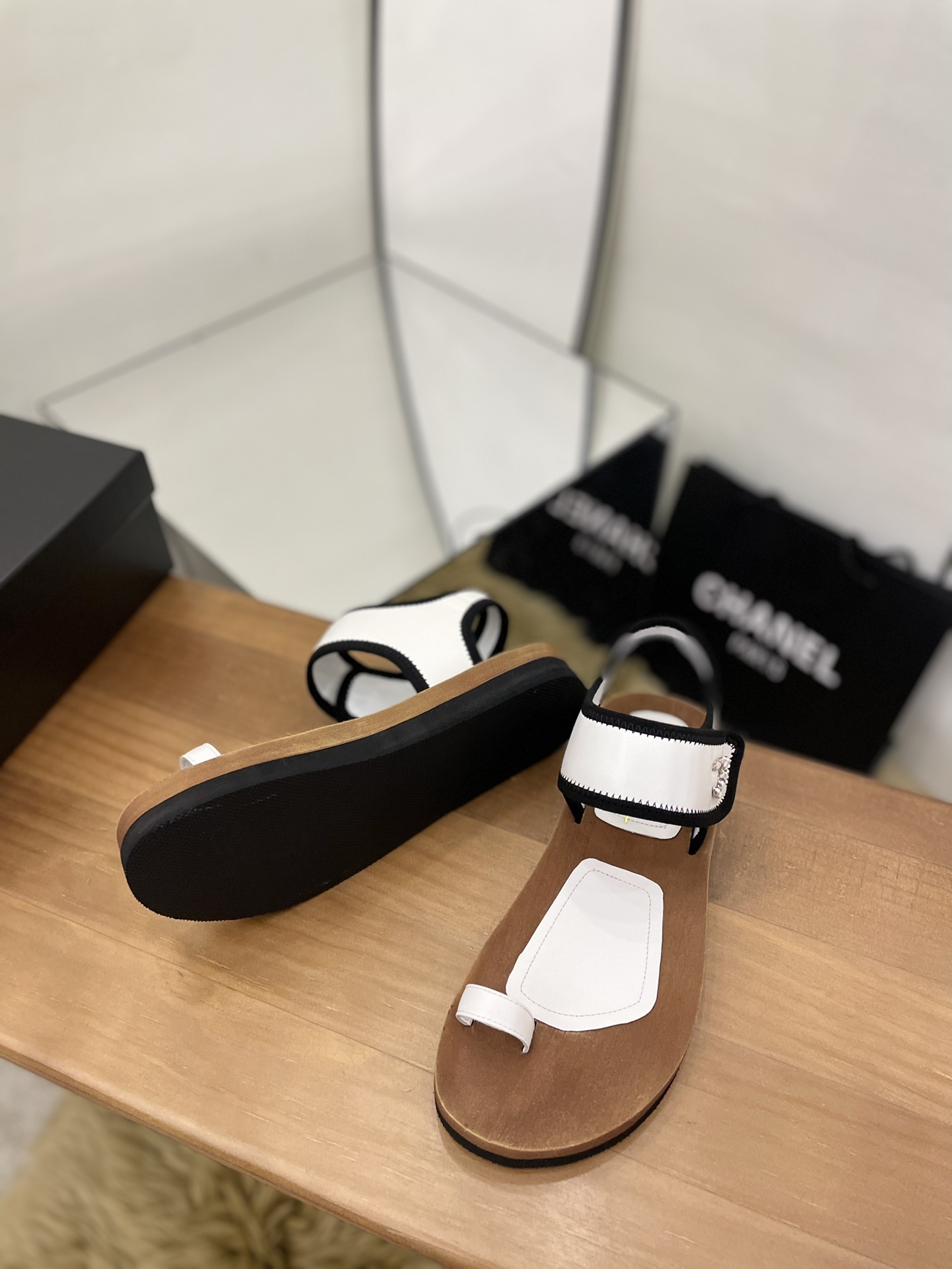 Chanel Women’s Velcro Flops Sandals White For Women - Image 7