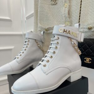 Chanel Women’s Lace-Up With Chain White For Women 1.5in/4cm