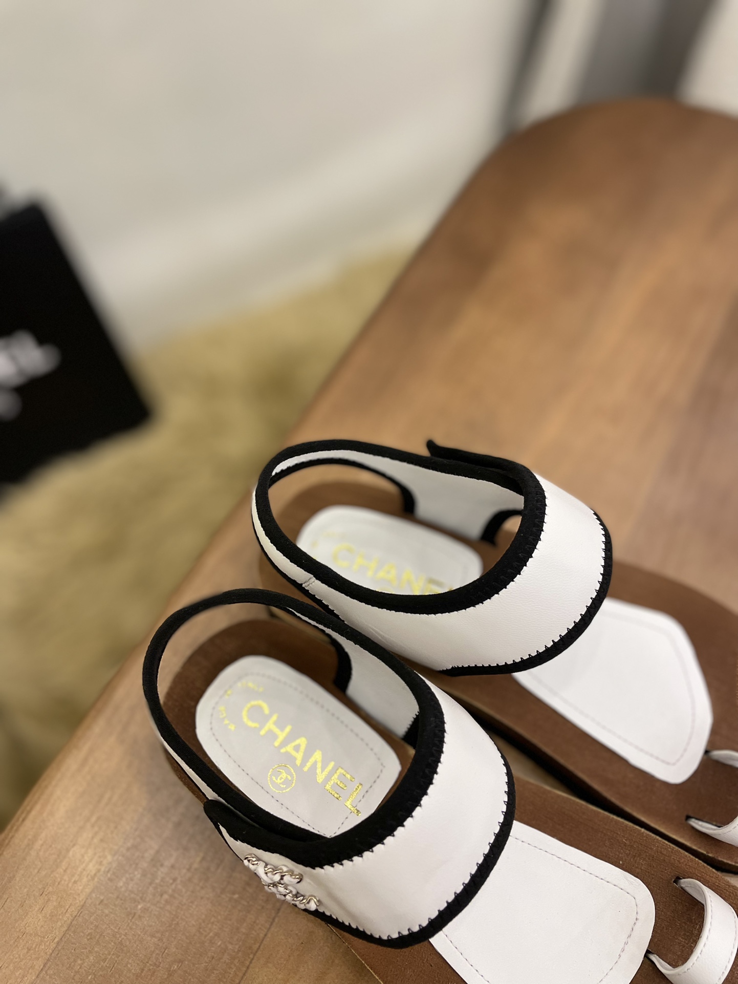 Chanel Women’s Velcro Flops Sandals White For Women - Image 6