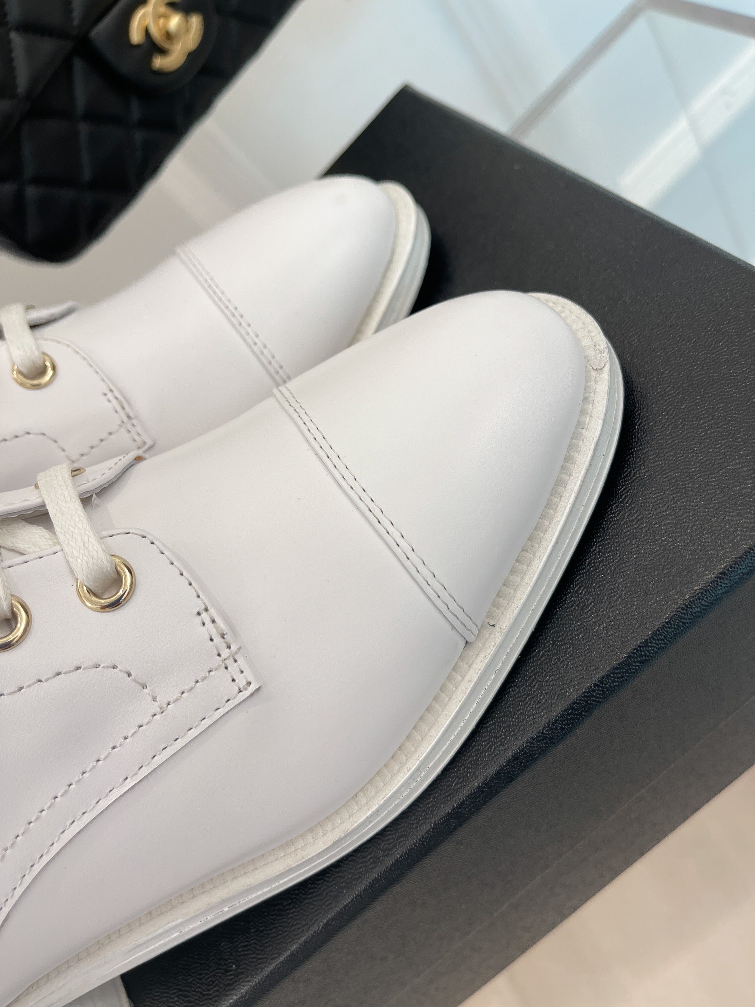 Chanel Women’s Lace-Up With Chain White For Women 1.5in/4cm - Image 6