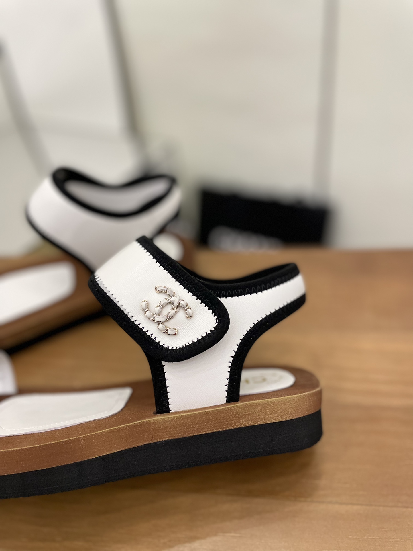 Chanel Women’s Velcro Flops Sandals White For Women - Image 5