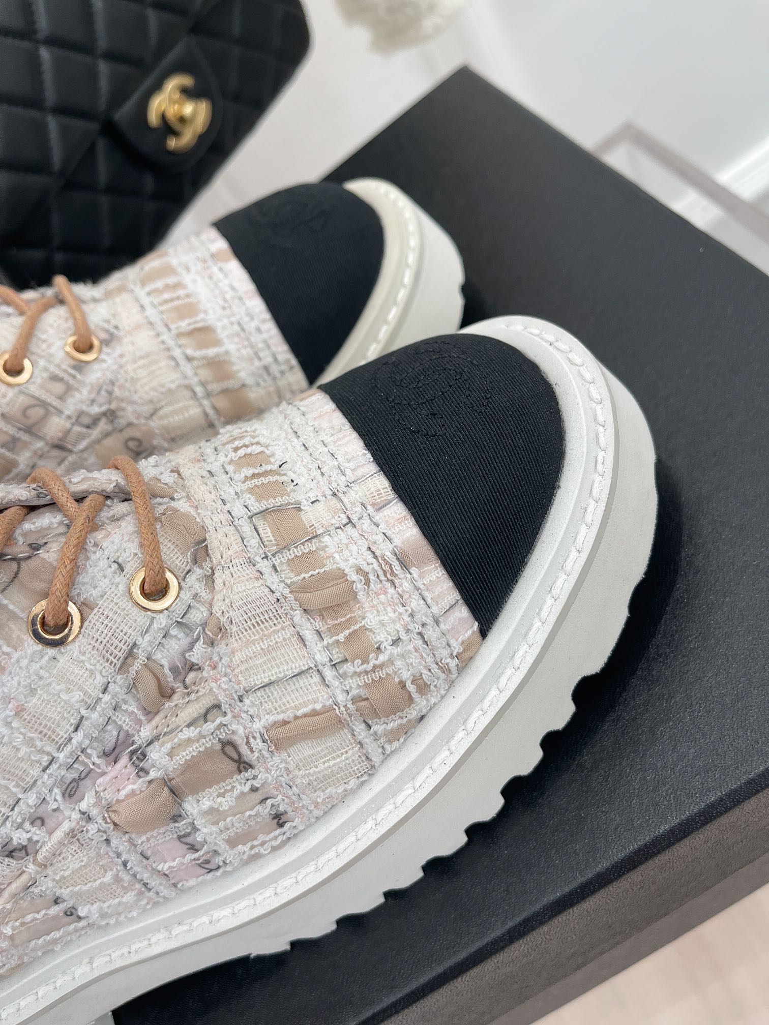 Chanel Women’s Martin Shoes With Laces White For Women 2in/ 5cm - Image 4