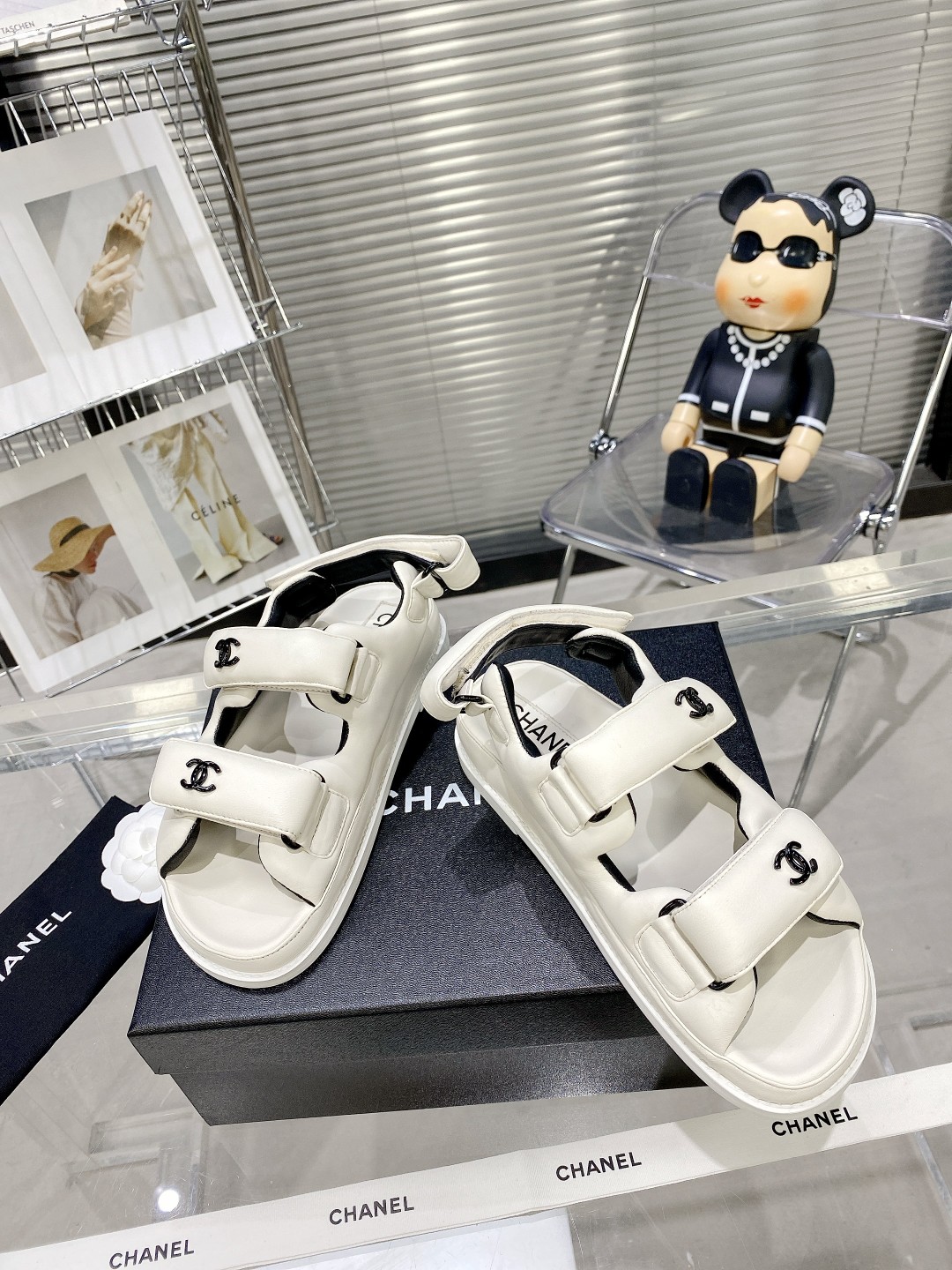 Chanel Women’s Sandals With Chanel Logo White For Women - Image 3