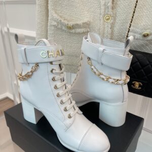 Chanel Women’s Lace-Up With Chain White For Women 3.7in/9.5cm