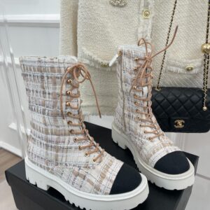 Chanel Women’s Martin Shoes With Laces White For Women 2in/ 5cm