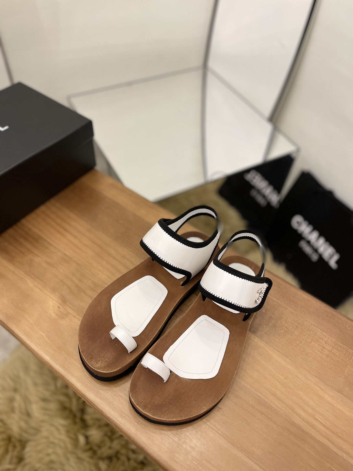 Chanel Women’s Velcro Flops Sandals White For Women - Image 2