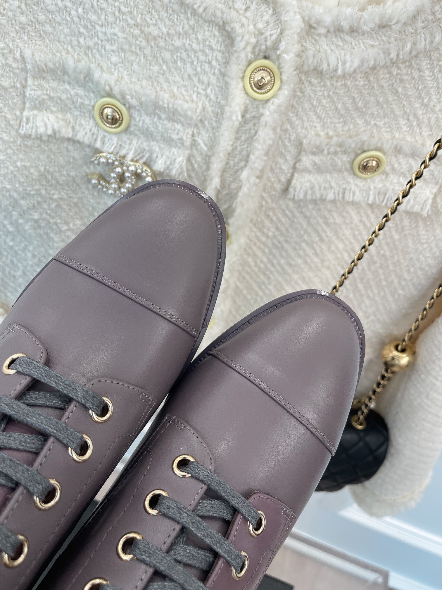 Chanel Women’s Lace-Up With Chain Light Violet For Women 1.5in/4cm - Image 6