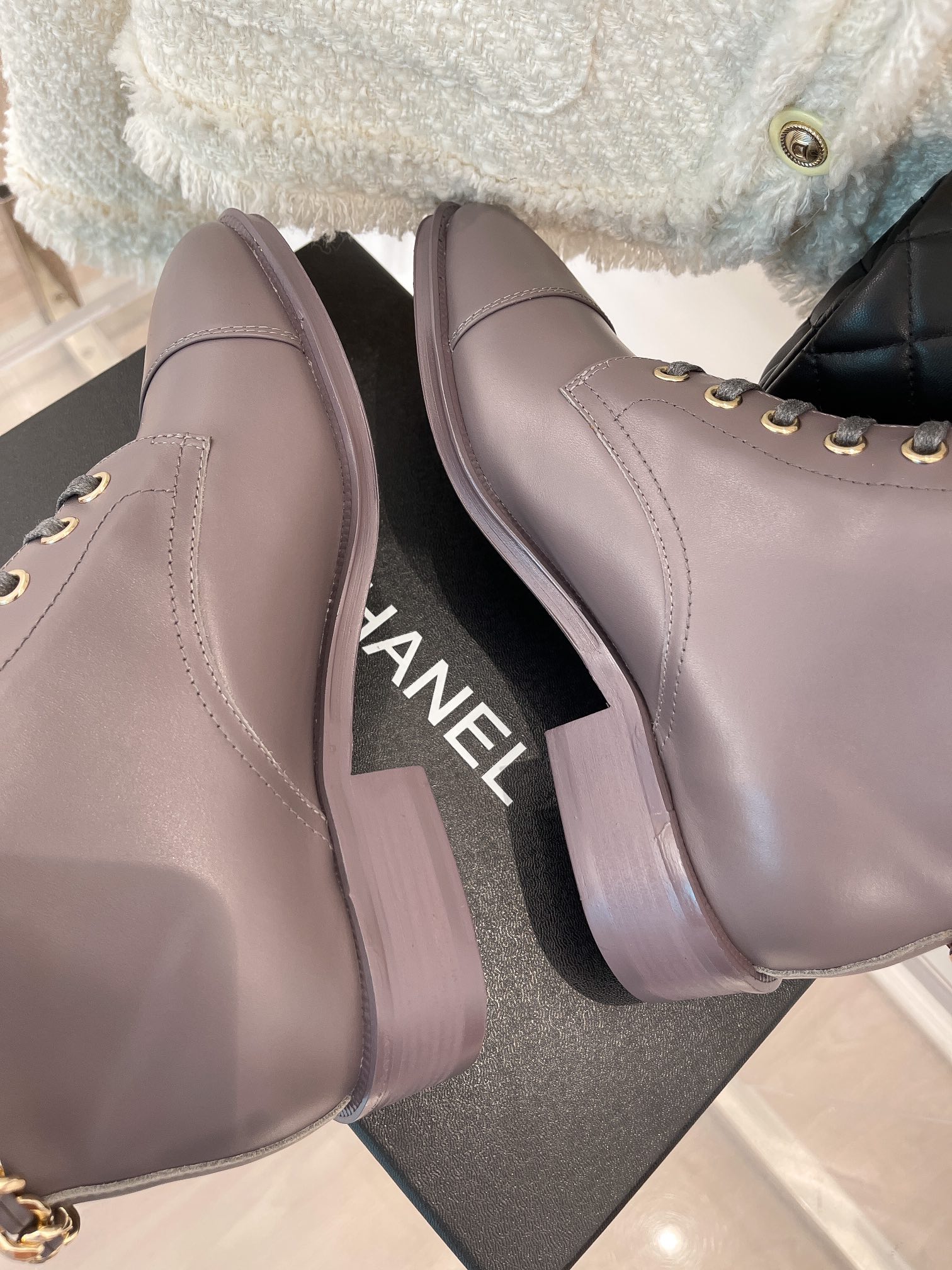 Chanel Women’s Lace-Up With Chain Light Violet For Women 1.5in/4cm - Image 2