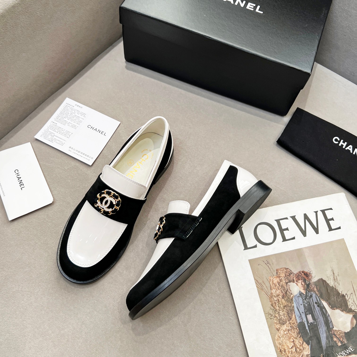 Chanel Women’s Loafers White And Black For Women G39606 Y56272 K5106 - Image 5