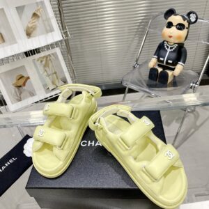 Chanel Women’s Sandals With Chanel Logo Yellow For Women