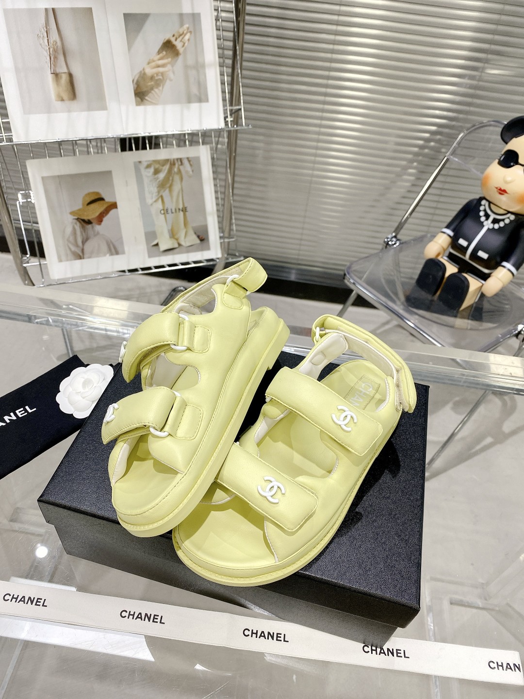 Chanel Women’s Sandals With Chanel Logo Yellow For Women - Image 8